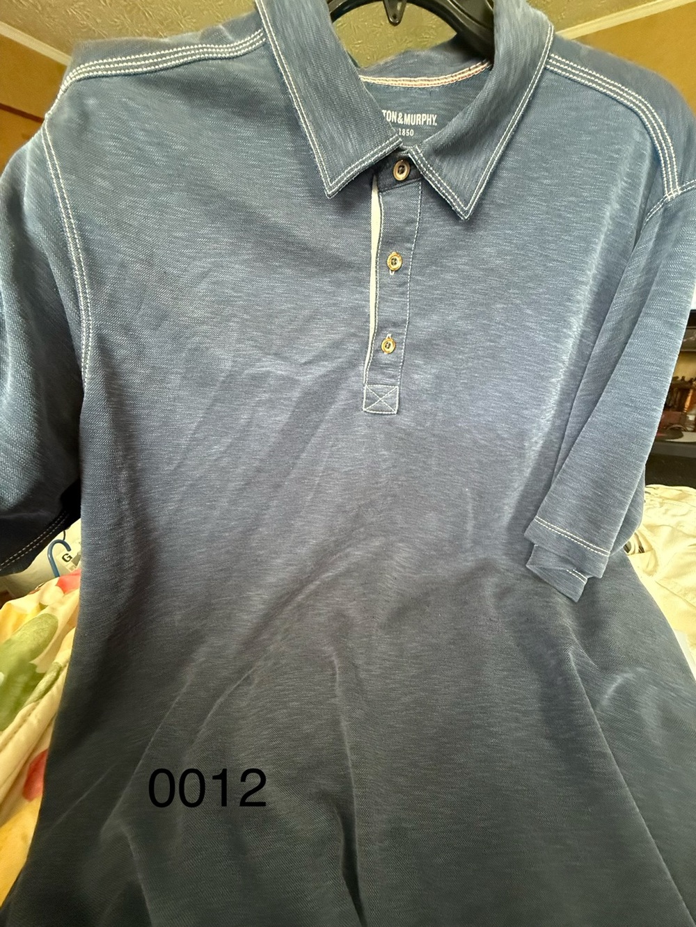 Johnston & Murphy Vintage-Style Slate Blue Polo0012